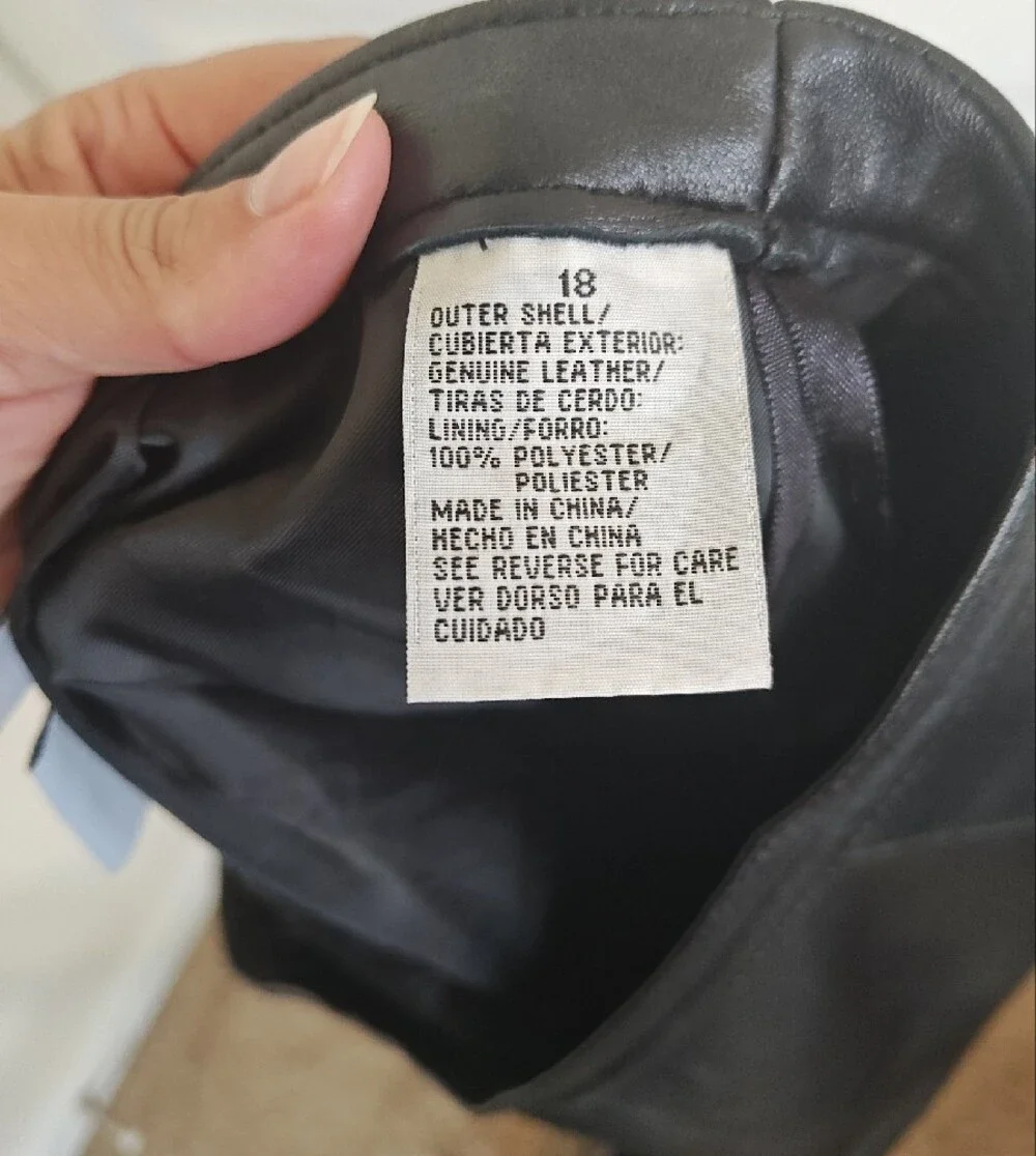 Women's Black Leather Pencil Skirt Size 18